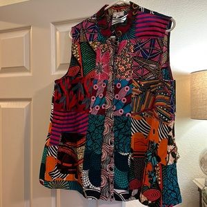 Zuri patchwork sleeveless shirt